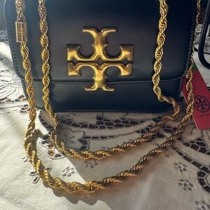 Tory Burch Black Shoulder Bag with Gold Details